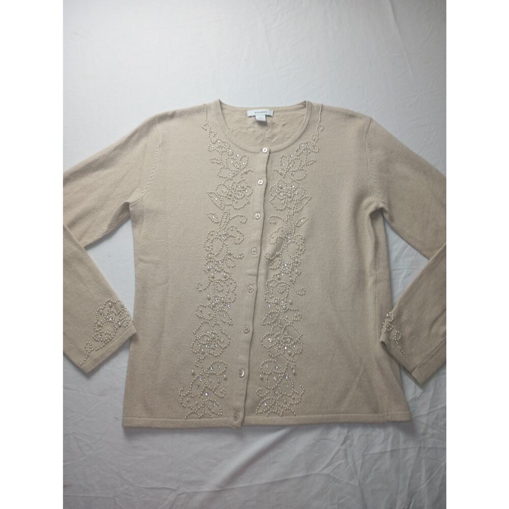 Vintage Dressbarn Cashmere Angora Rabbit Hair Blend Tan Sweater Pearl Medium‎
